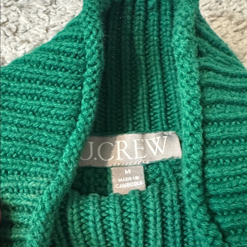 J. Crew Emerald Ribbed Sweater - Picture 2 of 2